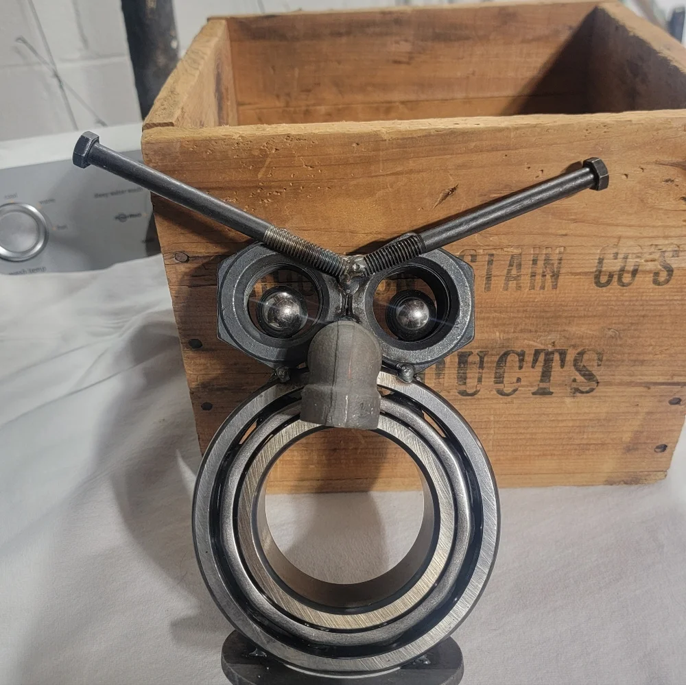 Industrial Metal Welded Owl Sculpture